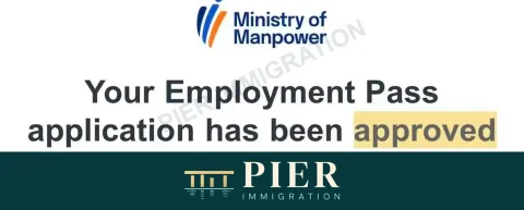 Employment Pass application approved from Pier's approval collection, with personal details removed; source-file date 6 Oct 2026
