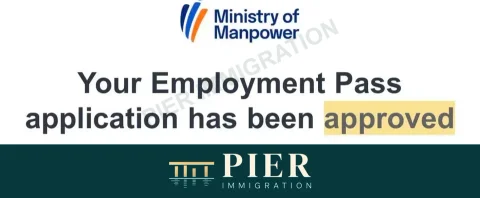 Employment Pass application approved from Pier's approval collection, with personal details removed; source-file date 6 Oct 2026