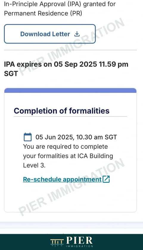 PR in-principle approval from Pier's approval collection, with personal details removed; source-file date 5 Jun 2025