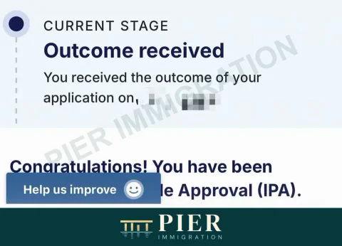 PR in-principle approval from Pier's approval collection, with personal details removed; source-file date 30 Sept 2026