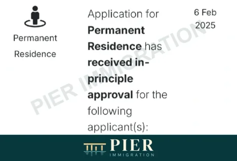 PR in-principle approval from Pier's approval collection, cropped for privacy